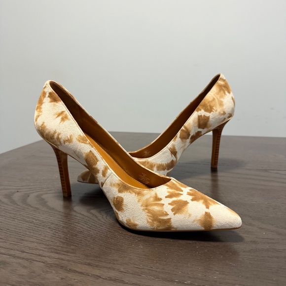 Ralph Lauren Women’s Sarina Tan Ivory Blue Tie Dye Slip On Pumps Heels Shoes 9 B - Picture 7 of 8